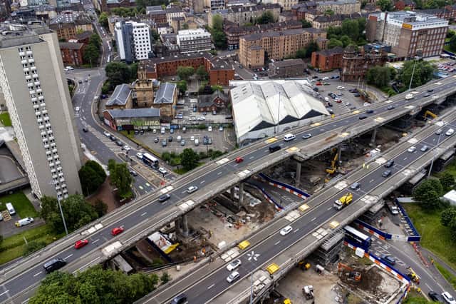 Drone image of the Woodside viaducts work on June 25