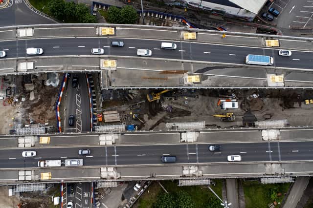 Drone image of the Woodside viaducts work on June 25