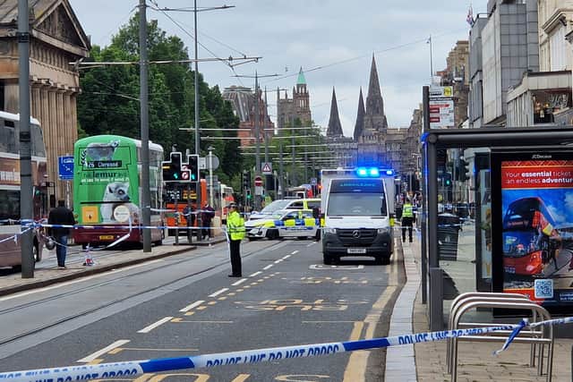 A section of Princes Street from Hanover Street has been closed.