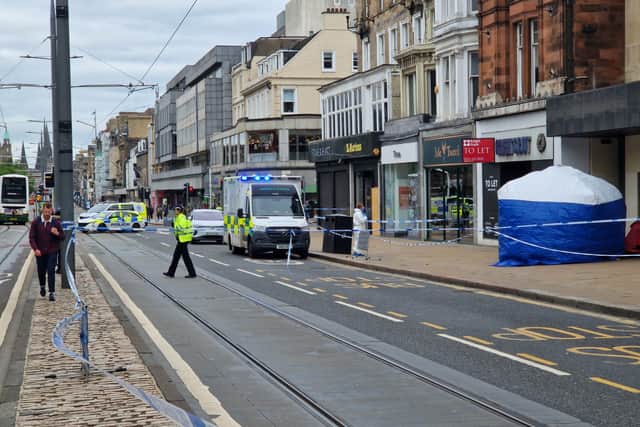 The forensics tent in place on Princes Street.