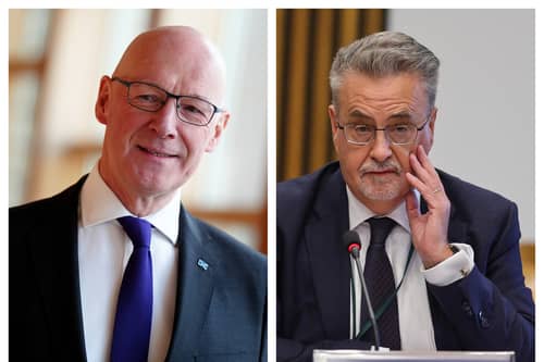 First Minister John Swinney and former principal and vice-chancellor of Dundee University Professor Iain Gillespie. 