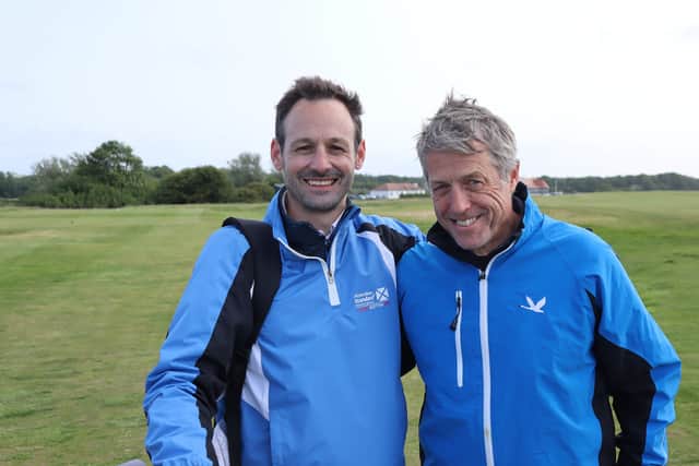 Graeme Smeaton and Hugh Grant pictured at Luffness Golf Club in East Lothian