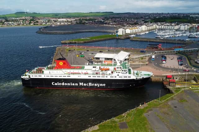 Caledonian Isles in Ardrossan harbour during sea trials on June 19
