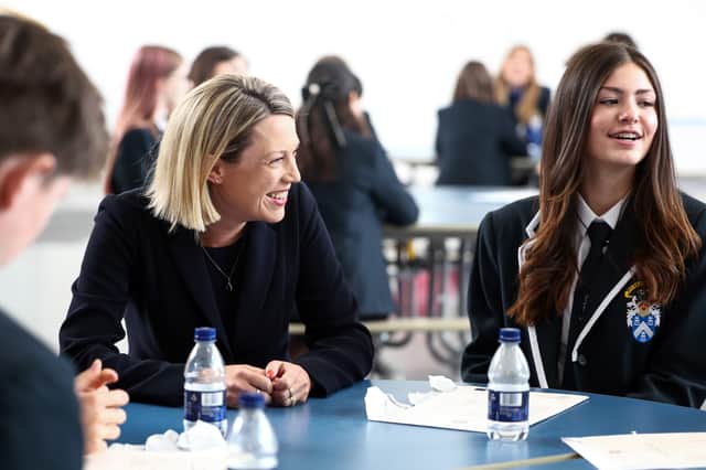 Education Secretary Jenny Gilruth, seen visiting Madras College in St Andrews, needs to do more to ensure teachers and children alike are safe (Picture: Jeff J Mitchell)