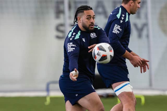 Alex Masibaka during a Scotland training session at the Oriam.