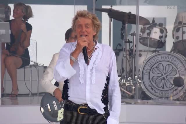 Rod Stewart on the Pyramid Stage at Glastonbury.