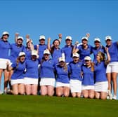 Great Britain & Ireland celebrate at Royal Hague after winning the Vagliano Trophy for the first time since 2005