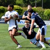 England's Tyler Offiah on the attack against Scotland during the World Rugby U20 Championship Pool A match at Payanini Center in Verona.