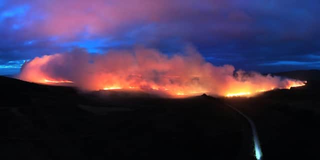 A wildfire near Dava in the Scottish Highlands on the morning of June 29.