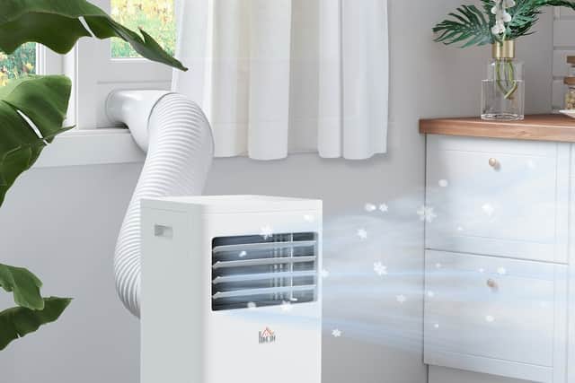 Air conditioning units need to be vented out of a window, but all the accessories are included