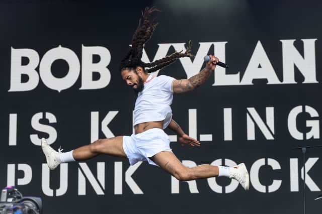 Bobby Vylan of rap duo Bob Vylan performs at Glastonbury festival (Picture: Leon Neal)
