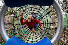 Staff members test out the 'Adventure Nets' at Center Parcs in Longleat Forest, Wiltshire (Picture:  Ben Birchall)
