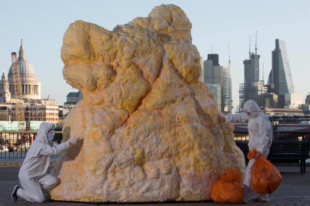 This sculpture of a fatberg may look big but it's a tiddler compared to the largest real ones found in UK sewers (Picture: David Parry)
