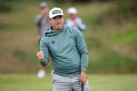 Daniel Young celebrates a closing birdie The Open Final Qualifying Dundonald Links on Tuesday 