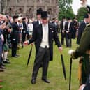 King Charles III during the Sovereign's Garden Party at the Palace of Holyroodhouse in Edinburgh.