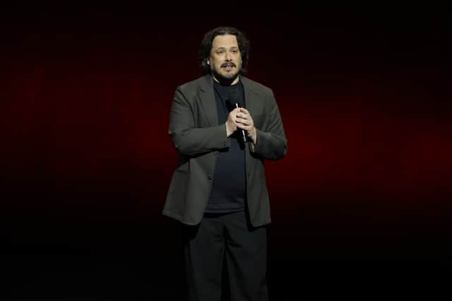 Edgar Wright promotes the upcoming film "The Running Man" at the Paramount Pictures presentation during CinemaCon.