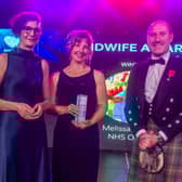 The Scotsman Health Awards 2024  Midwife Award winner Melissa Lindsay (centre), next to Health Secretary Neil Gray (right).