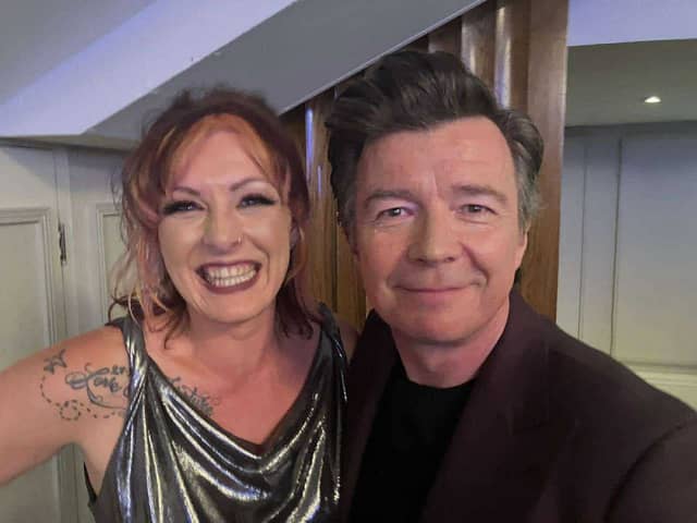 Rhiannon met pop star Rick Astley at the awards ceremony.