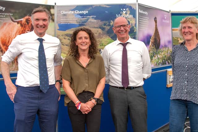 Prof Tom McNeilly, Mairi Gougeon, Jim Fairlie and Dr Beth Wells of Moredun, who is part of the LIV vaccine campaign