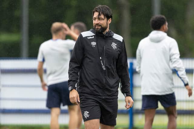 Russell Martin oversees a Rangers training session on Friday.