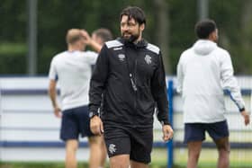 Russell Martin oversees a Rangers training session on Friday.