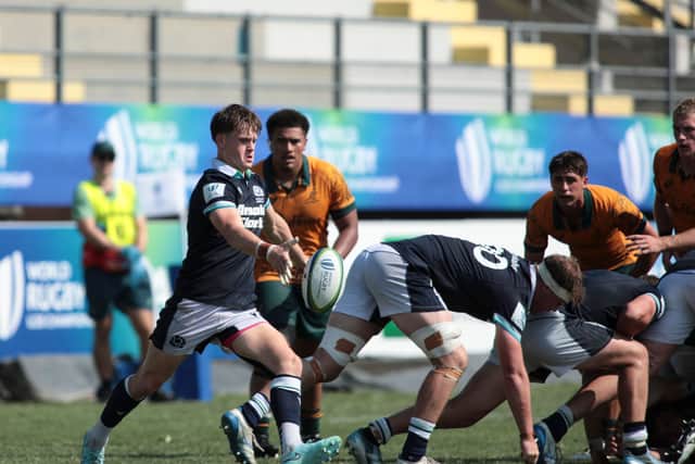 Scotland scrum-half Hector Patterson clears against Australia.