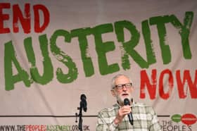 Jeremy Corbyn speaks during a rally protesting against benefit cuts last month (Picture: Leon Neal)