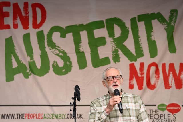 Jeremy Corbyn speaks during a rally protesting against benefit cuts last month (Picture: Leon Neal)