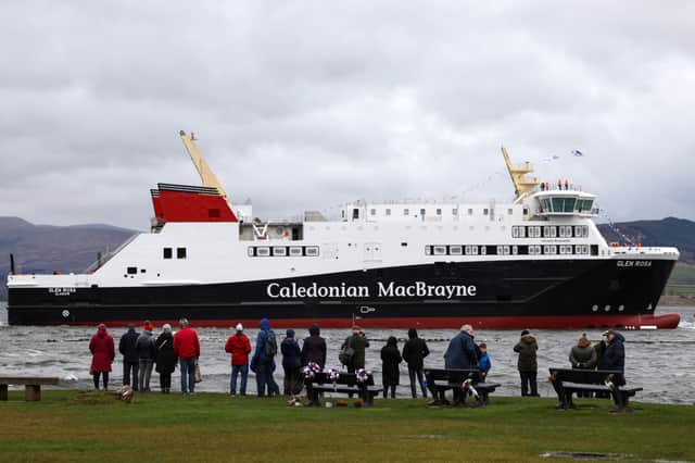 The MV Glen Rosa at its launch in April last year. It will not be ready until sometime next year (Picture: Jeff J Mitchell)