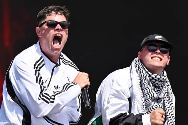 Kneecap performed at Glastonbury Festival last month despite Keir Starmer saying their presence was not 'appropriate' (Picture: Leon Neal)