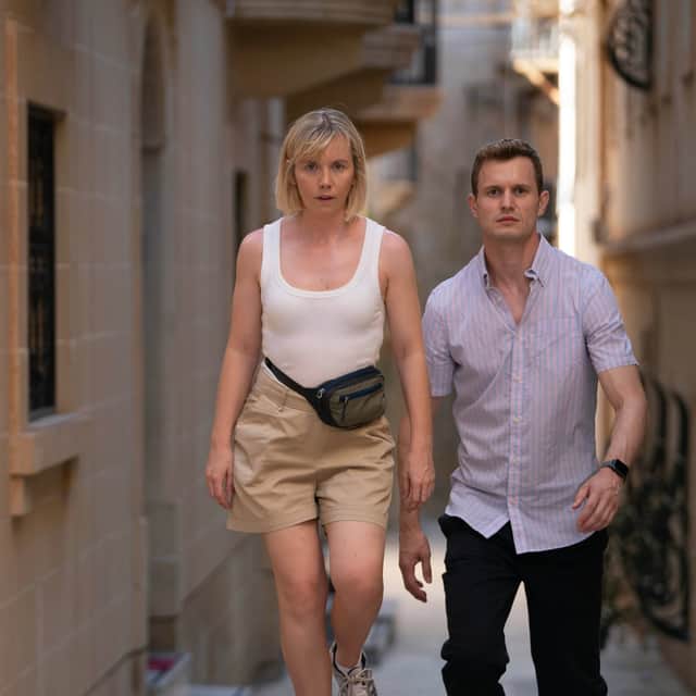 Lauren Lyle as Karen Pirie and Chris Jenks as DC Jason Murray in ITV's Karen Pirie.