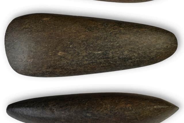 Polished Neolithic stone axes from Carnoustie. PIC:  GUARD Archaeology Ltd.