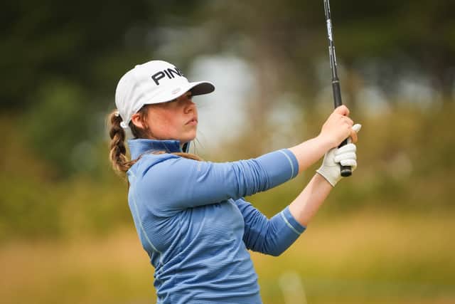 Lara Douglas pictured playing in the Genesis Scottish Open Pro-Am at The Renaissance Club