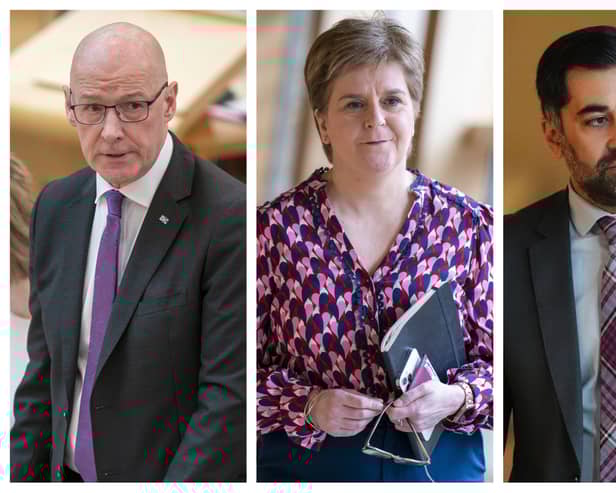First Minister John Swinney, Nicola Sturgeon MSP and Humza Yousaf MSP