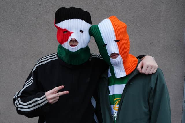 People arrive at the 02 Academy in Glasgow for a Kneecap concert