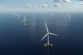 An artist's impression of a floating windfarm