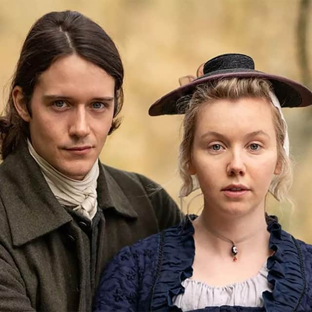 Lauren Lyle and Cesar Domboy in Outlander