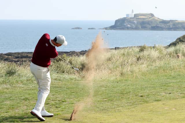 Adam Scott plays a shot on the 13th hole during the Genesis Scottish Open at The Renaissance Club in North Berwick (Picture: Christian Petersen)