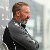 Derek McInnes makes his Hearts bow on Saturday.