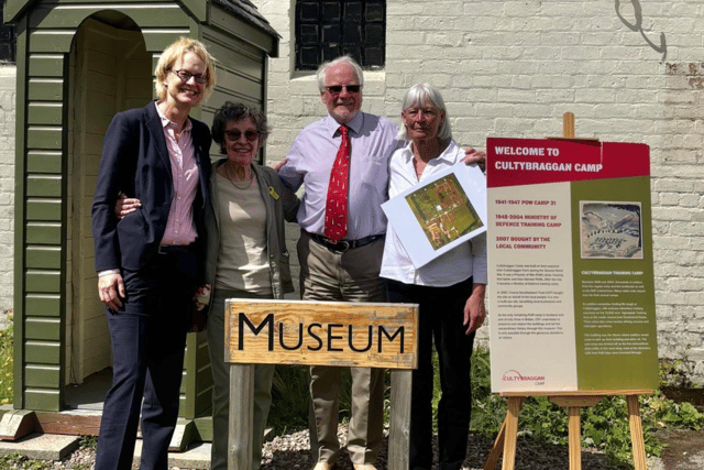 German Consul General Christiane Hullman (left) with members of the Comrie Development Trust during her recent visit to Cultybraggan.