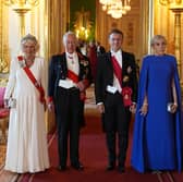 Queen Camilla, King Charles III, French President Emmanuel Macron and his wife Brigitte Macron arrive for the State Banquet at Windsor Castle last week (Picture: Aaron Chown/pool)