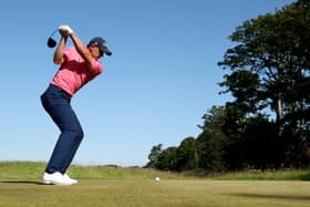 Grant Forrest tees off on the fourth hole on day two of the Genesis Scottish Open at The Renaissance Club 