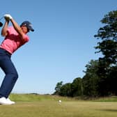 Grant Forrest tees off on the fourth hole on day two of the Genesis Scottish Open at The Renaissance Club 