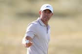 Rory McIlroy acknowledges the crowd on the 12th green on day three of the Genesis Scottish Open at The Renaissance Club 