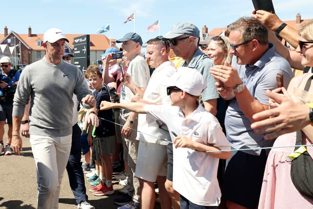 Rory McIlroy makes his way to the first tee at The Renaissance