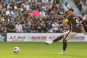 Lawrence Shankland scored twice for Hearts.