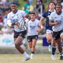 Fiji's Jiuta Wainiqolo scored a memorable try in the win over Scotland at the HFC Bank Stadium in Suva.