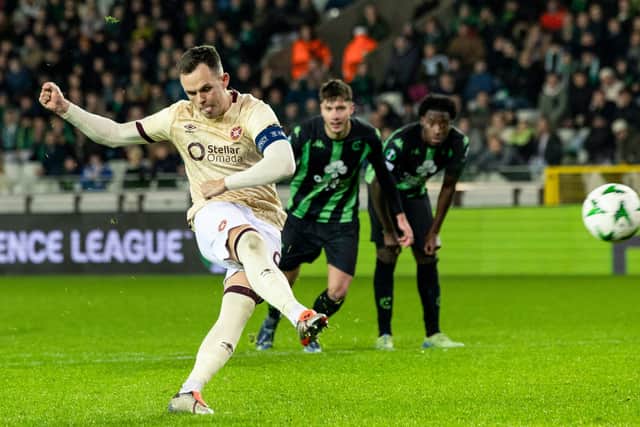 Lawrence Shankland blazed this penalty over the crossbar against Cercle Brugge last season.