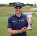 David Law shows off the trophy after winning the D+D REAL Czech Challenge at Royal Beroun Golf Club in Beroun, Czech Republic 