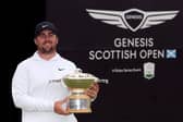American Chris Gotterup shows off the trophy after winning the Genesis Scottish Open at The Renaissance Club 